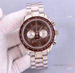 Nice Quality Replica Omega Speedmaster Watches 2-Tone Rose Gold Brown Dial